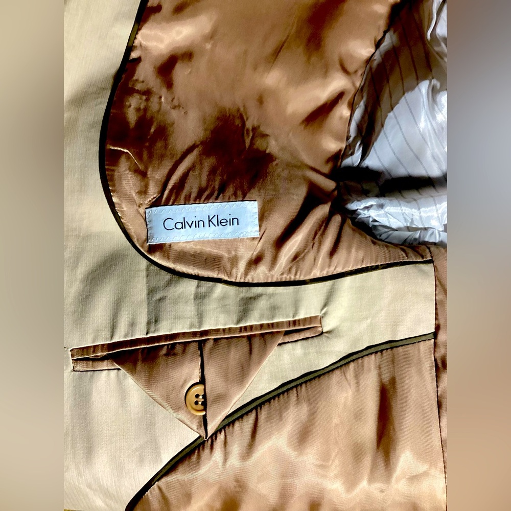 Calvin Klein Jacket 46L Taupe Brown  Blazer Sport Coat
